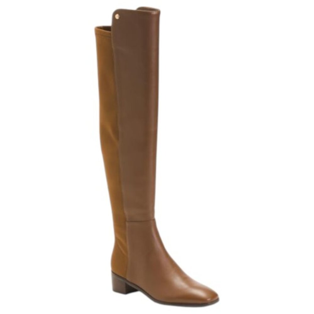 STUART WEITZMAN Leather City Block Square Toe Knee High Boots